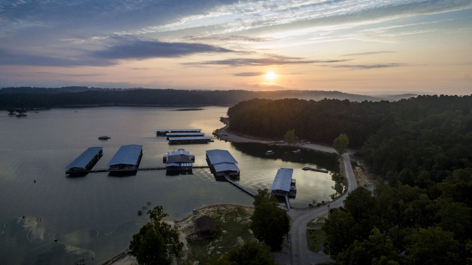 Sunrise at a Lake Norfork marina